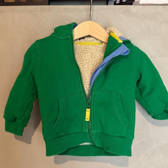 Baby Boden frog Sherpa zip up hoodie 6-12 months - Picture 2 of 3